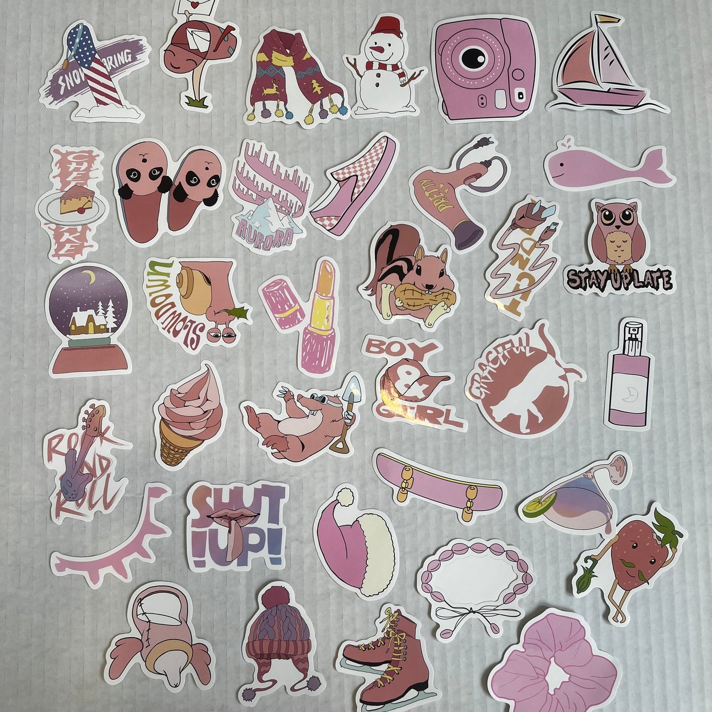 Various Mixed Pink Stickers