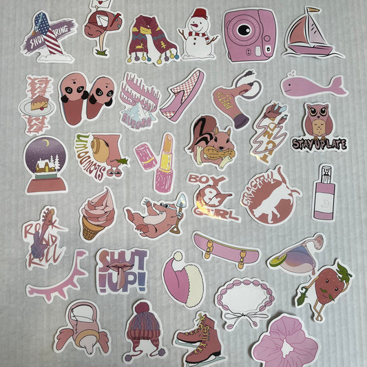 Various Mixed Pink Stickers